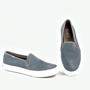 Keds Womens Sneakers Gray Suede Casual Shoes Sz 7 Ortholite Double Decker SlipOn